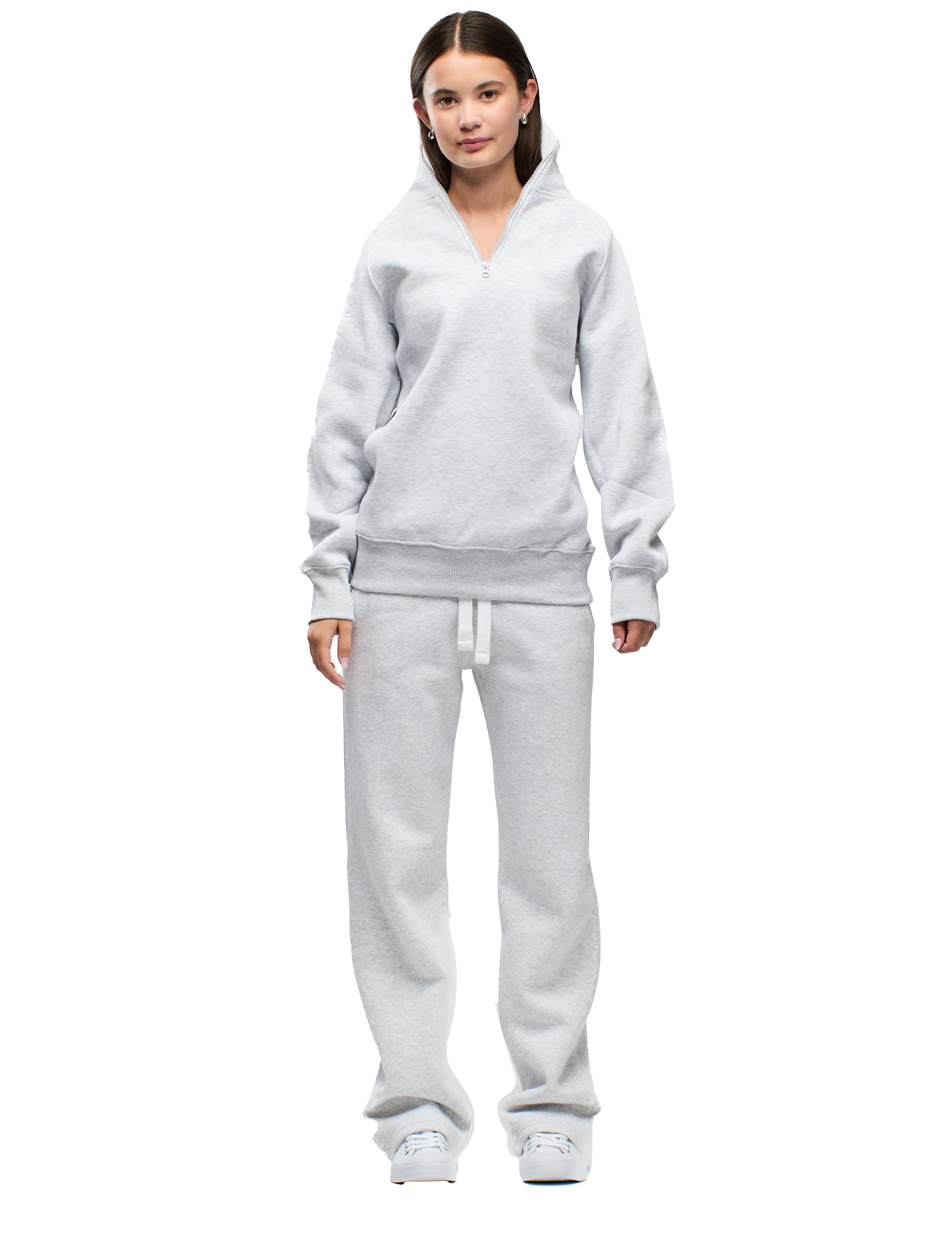 Felles Russegenser Halfzip Lys Grå