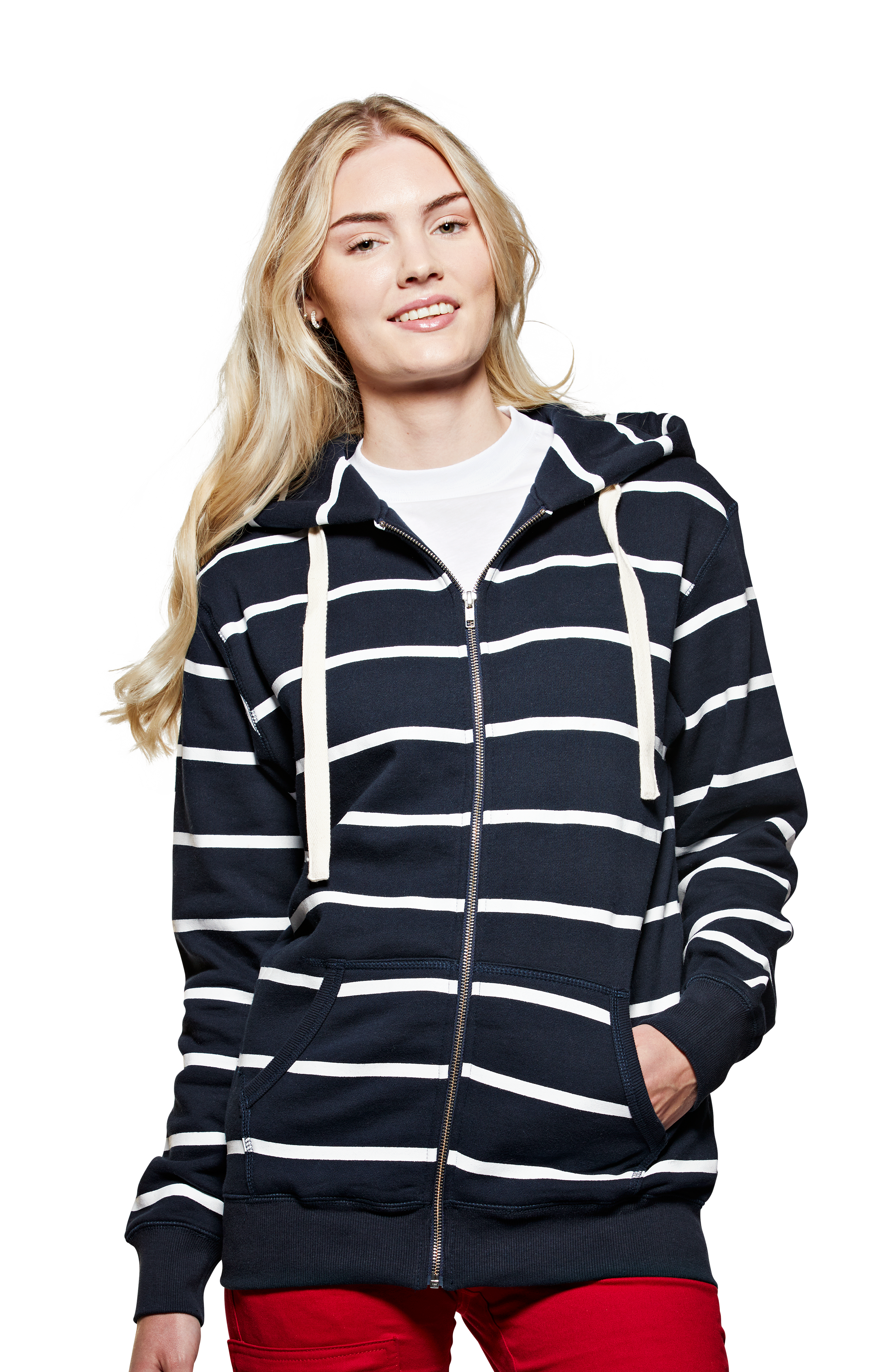 Hood Unisex Zip Marine Striper