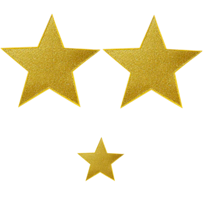 Strykestæsj Stjerner 3-pack Gull 2 store + 1 liten