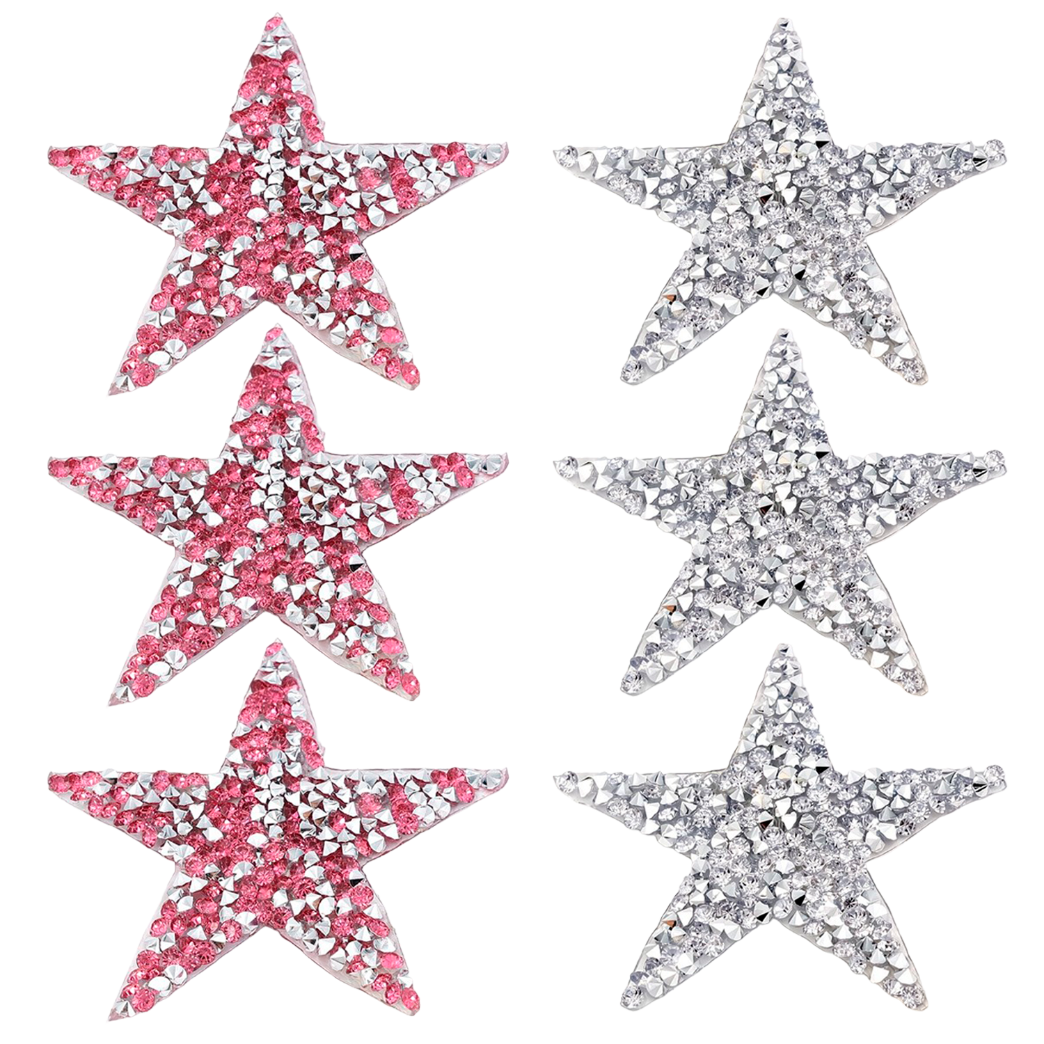Badgesett Rhinestone Rosa & Sølv
